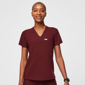 IGS Catarina one-pocket scrub top BURGUNDY